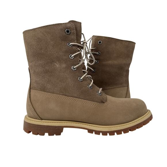 Timberland Roll Top Boots Womens 8 Light Brown Nubuck Warm Lined Fleece WP - Picture 4 of 14